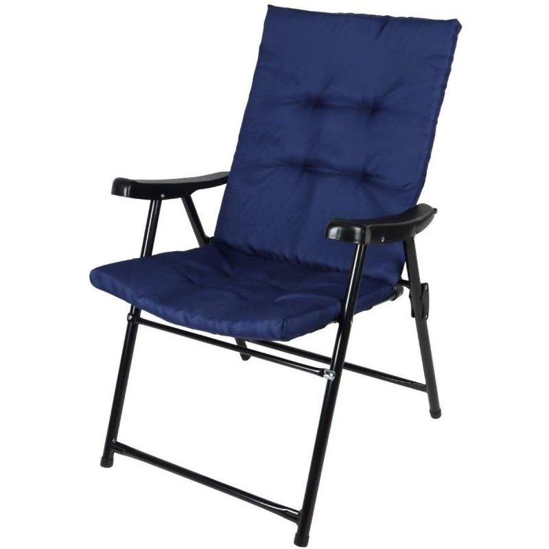 lupin-wear-ca-folding-garden-chair-59x66x45-90cm-with-navy-blue-cushion-2011075 FOLDING GARDEN CHAIR 59X66X45/90CM WITH NAVY BLUE CUSHION - Image 1