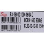 G.SKILL ARES DDR3 2X8GB 1600MHZ CL10 XMP LOW PROFILE F3-1600C10D-16GAO