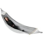 GARDEN HAMMOCK 2-PERSON LUXE XXL 250x150CM WITH SPREADER BAR AND COVER GRAY 1031170 - Image 2