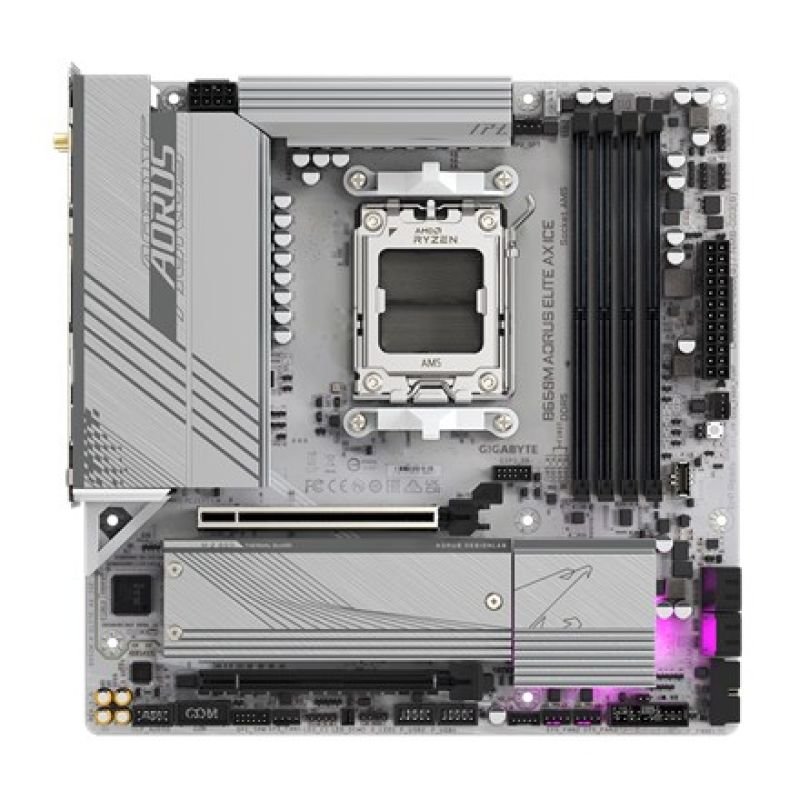 lupin-wear-ca-gigabyte-b650m-aorus-elite-ax-ice-motherboard-2608152 Gigabyte B650M AORUS ELITE AX ICE Motherboard - Image 1