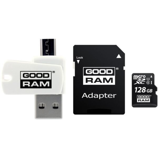 GoodRam All in one M1A4-1280R12 Memory Card with Adapter and Card Reader (128GB; Class 10; Adapter, MicroSDHC Card Reader, Memory Card)