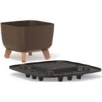 GRACIA SQUARE ECO WOOD FLOWER POT 24x24CM COFFEE - Image 2