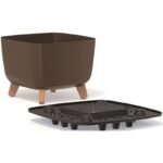 GRACIA SQUARE ECO WOOD FLOWER POT 29x29CM COFFEE - Image 2