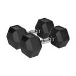 HEX 2x15 kg rubber-coated cast iron dumbbells REBEL ACTIVE
