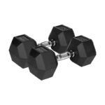 HEX 2x15 kg rubber-coated cast iron dumbbells REBEL ACTIVE - Image 2