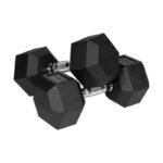HEX 2x15 kg rubber-coated cast iron dumbbells REBEL ACTIVE - Image 3