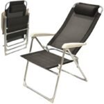 HIGH DELUXE CAMPING CHAIR WITH HEADREST ALUMINUM ANTHRACITE REDCLIFFS