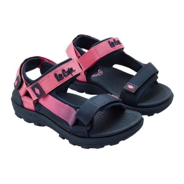 Lee Cooper childrens shoes girls velcro sandals for summer beach navy blue pink