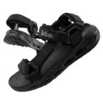 Lee Cooper mens shoes with velcro straps for summer, lightweight black