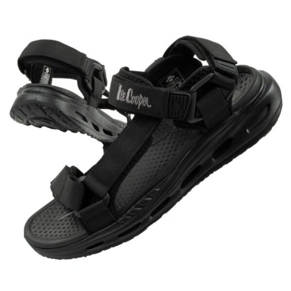 Lee Cooper mens shoes with velcro straps for summer, lightweight black