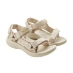 Lee Cooper womens shoes velcro sandals for summer on the beach, light beige cream