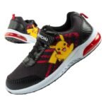 Leomil childrens sports shoes Pokemon sneakers lightweight with velcro LED black