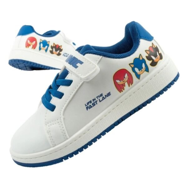 Leomil childrens sports shoes Sonic sneakers lightweight with velcro white