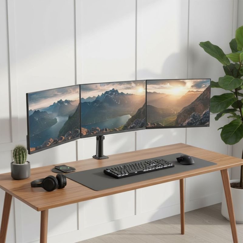 lupin-wear-ca-maclean-3-monitor-mount-gas-spring-17-27-2-8kg-black-mc-137-2345489 MACLEAN 3-Monitor Mount, Gas Spring, 17"-27", 2-8KG, Black MC-137 - Image 1