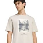 Mens adidas Outdoor Kayaking Graphic T-shirt beige KB2541 - Image 4