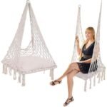 OPENWORK HAMMOCK HANGING CHAIR STORKS NEST 60x60x150CM WITH ECRU PILLOW