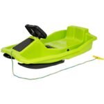 PLASTIC SLEDGE WITH BRAKE AND HANDLEBAR SANTA CLAUS 97x53x25CM GREEN - Image 2