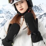 Qunature Full Length Ski Gloves Size L - Black - Image 2