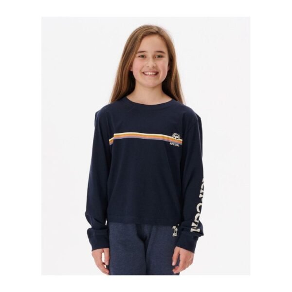 RIP CURL Melting Wave Long Sleeve T-shirt -Girl Navy Blue