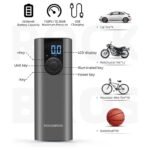 Rockbros 42720001001 Electric Bike Pump with LED Display + USB-C - USB-A Cable - Black - Image 2