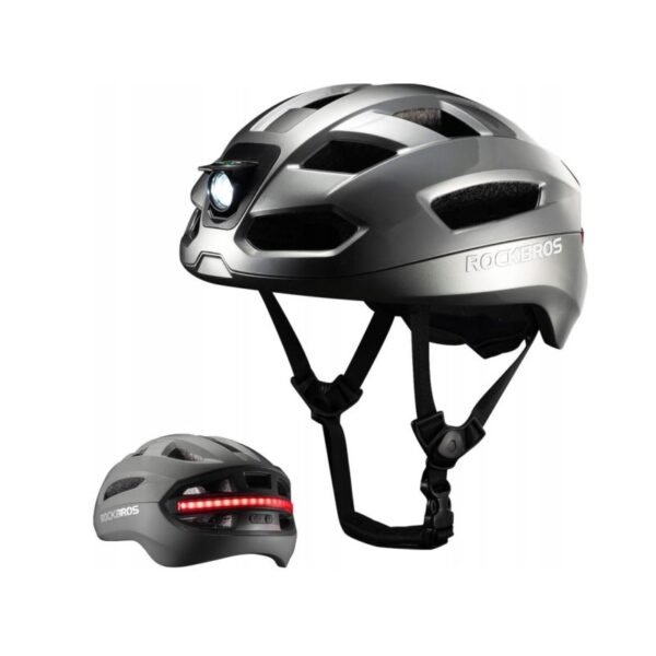 Rockbros bicycle helmet with lights gray