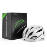 Rockbros Bike Helmet with Visor, Detachable UV Protective Goggles, Unisex, Matte - White - Image 5