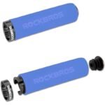 Rockbros BT1001BLBK sponge bicycle handlebar grips - blue and black - Image 2