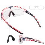 Rockbros Cycling Glasses Photochromic with UV Protection and Corrective Insert 14120008002 - USA Pattern - White - Image 2