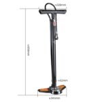 Rockbros GP6532B Floor Pump with Pressure Gauge - Black and Orange - Image 2