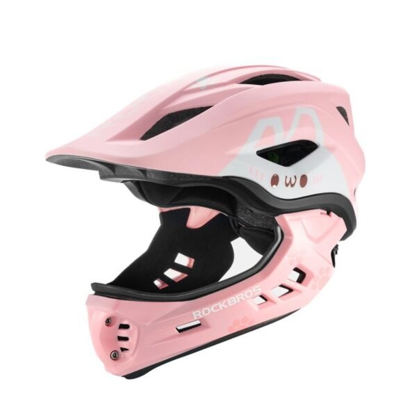 Rockbros TT-32001 Rabbit Childrens Bike Helmet with Detachable Chin Size S (48-52) - Pink