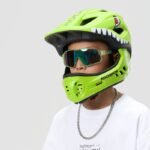 Rockbros TT-32004 Shark Childrens Bike Helmet with Detachable Jaw Size M (54-58) - Green - Image 2