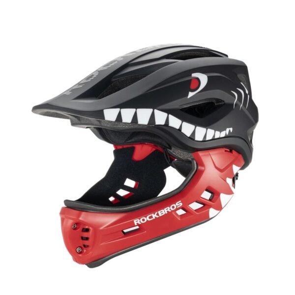 Rockbros TT-32006 Shark Childrens Bike Helmet with Detachable Jaw Size S (48-52) - Black