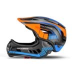 Rockbros TT-32SOBL-S childrens bicycle helmet with removable chinbar, size S - black and orange - Image 2