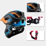 Rockbros TT-32SOBL-S childrens bicycle helmet with removable chinbar, size S - black and orange - Image 3