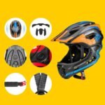 Rockbros TT-32SOBL-S childrens bicycle helmet with removable chinbar, size S - black and orange - Image 4