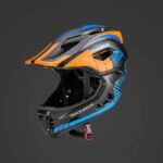 Rockbros TT-32SOBL-S childrens bicycle helmet with removable chinbar, size S - black and orange - Image 7