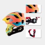 Rockbros TT-32SOYB-S childrens bicycle helmet with detachable chinbar, size S - yellow-orange - Image 2