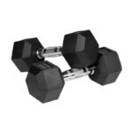 Rubber-coated cast iron dumbbells HEX 2x6 kg REBEL ACTIVE - Image 3