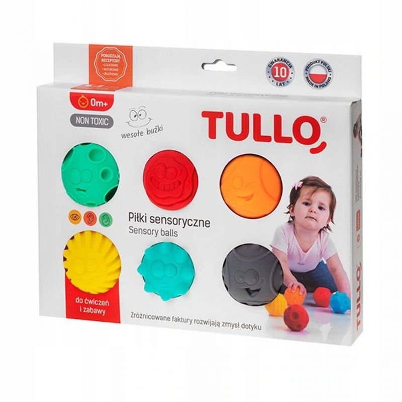 lupin-wear-ca-sensory-balls-smiley-faces-6-pcs-am-tullo-colorful-462-642871 Sensory balls smiley faces 6 pcs AM Tullo colorful 462 - Image 1
