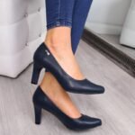 Sergio Leone navy blue block heel pumps - Image 3
