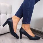 Sergio Leone navy blue block heel pumps - Image 6