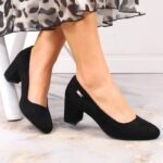 Sergio Leone W SK314D Suede Heeled Pumps Black - Image 6