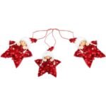 SET OF 3 PENDANTS STAR DOLLS RED SEQUINS