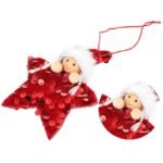SET OF 3 PENDANTS STAR DOLLS RED SEQUINS - Image 5
