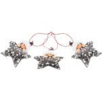 SET OF 3 PENDANTS STAR DOLLS SILVER SEQUINS
