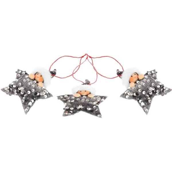 SET OF 3 PENDANTS STAR DOLLS SILVER SEQUINS