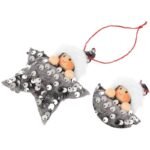 SET OF 3 PENDANTS STAR DOLLS SILVER SEQUINS - Image 5