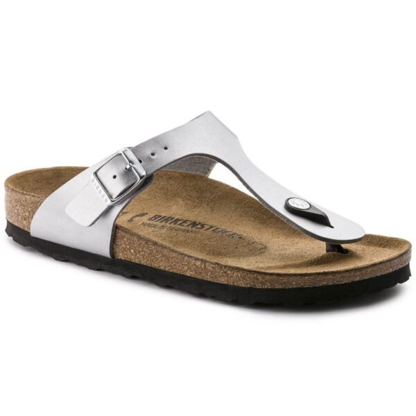Silver Birkenstock Gizeh Birko-Flor narrow womens flip-flops (0043853)
