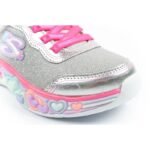Skechers S Lights LED Childrens Velcro Shoes for Girls Gray - Image 5