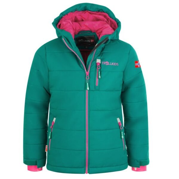 Trollkids Kids Hemsedal Snow Jacket XT winter ski jacket with hood green (513-312)